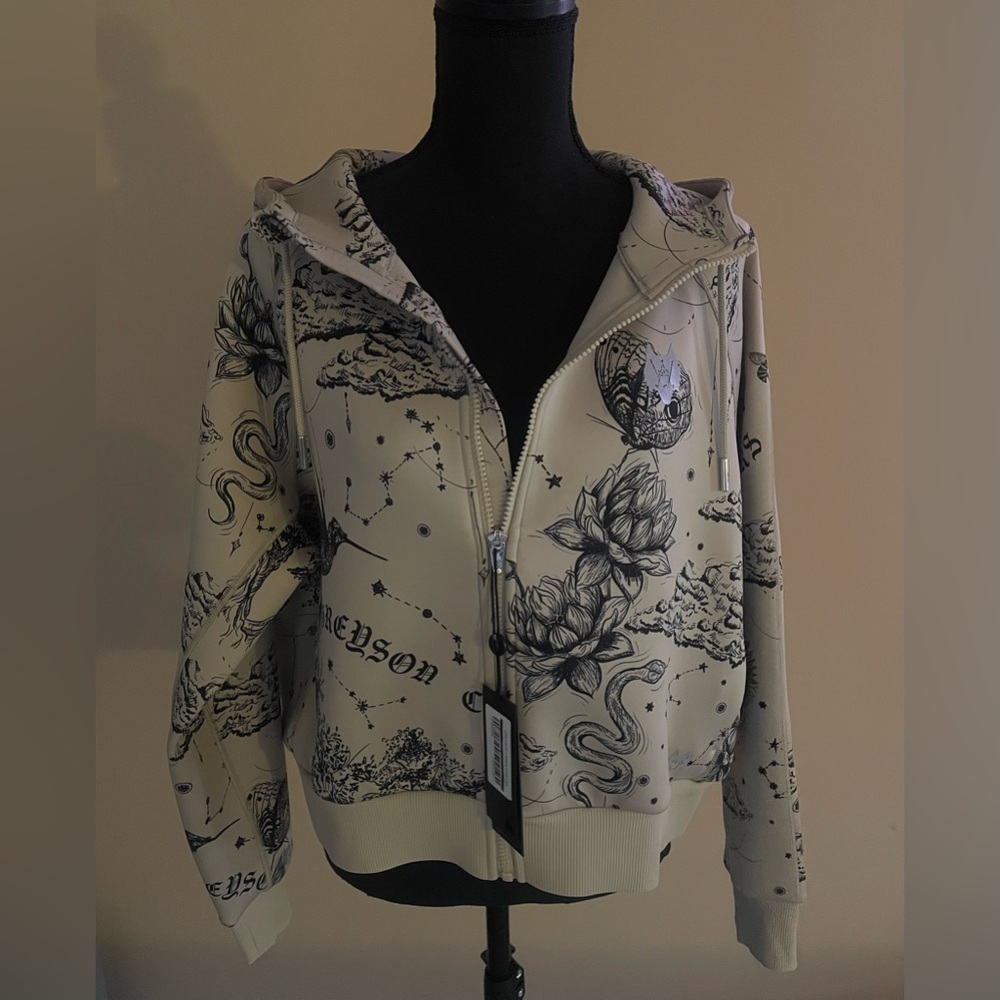 NWT Greyson Moon Diamond Kristina full zip hoodie in Sand. Size L
